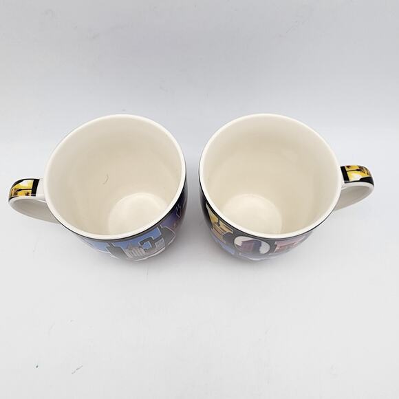 Vtg New York City Coffee Mug Cup 2 Pair Souvenir All For You Retro City Graphics - Picture 2 of 15